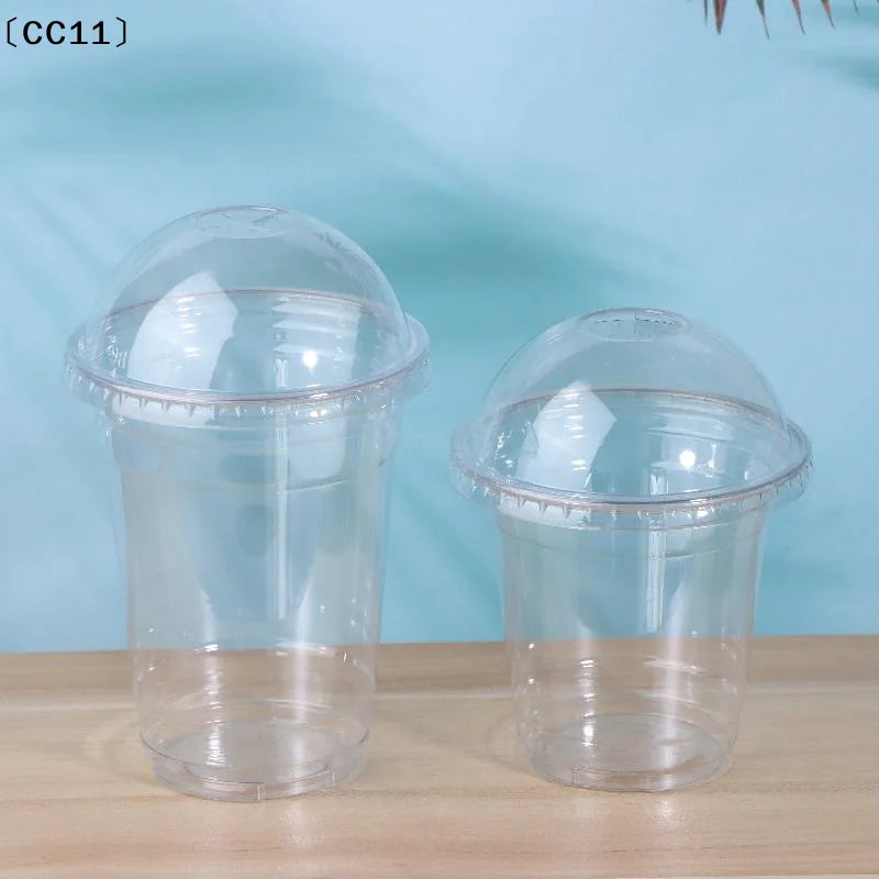 Disposable Clear Plastic Cups Lid 100 Straws Fruit Juice Milk Tea Qme