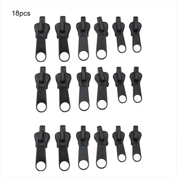 Universal Zipper Repair Kit, Instant Fix Zipper Slider Replacement, No Sewing for Jackets, Bags, Luggage Qme 18pcs