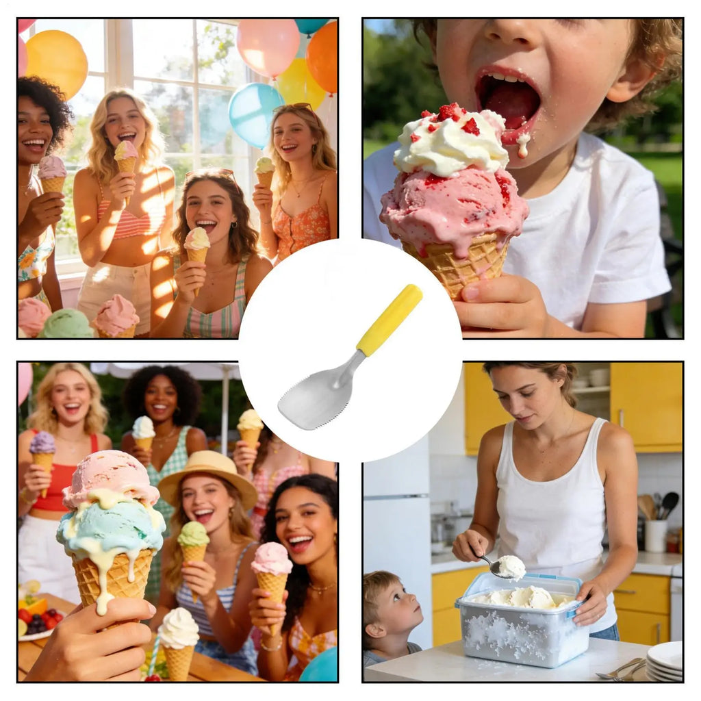Ice Cream Scoop Serrated Food Dispenser Shovel Spoon Cookie Scooper Qme