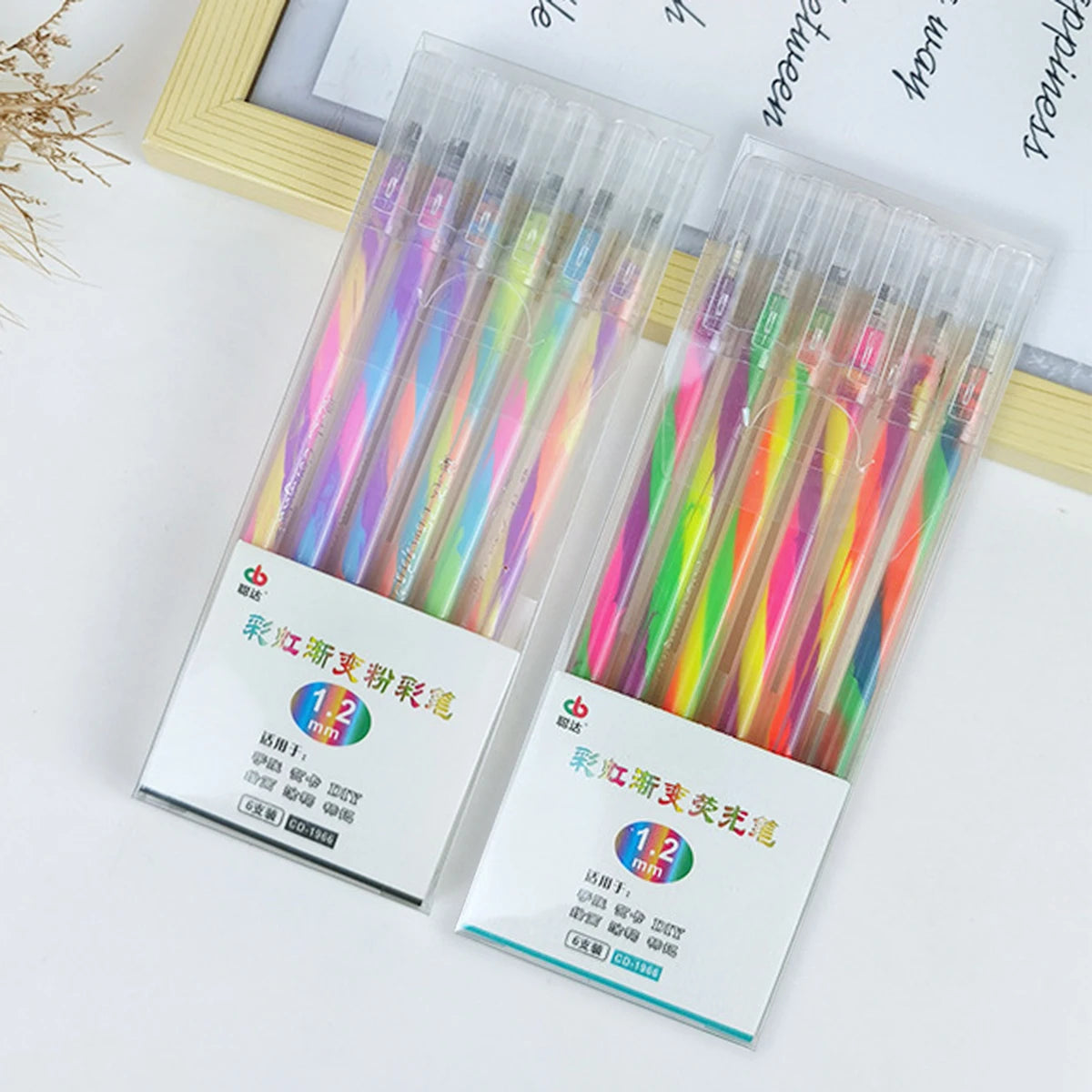 Rainbow Multicolor Gel Pens, 6 Pcs,1.2mm Medium Point Smooth Writing Pens, for Class Notes,Artist ,Journaling Note Taking Qme pastel-Highlighter