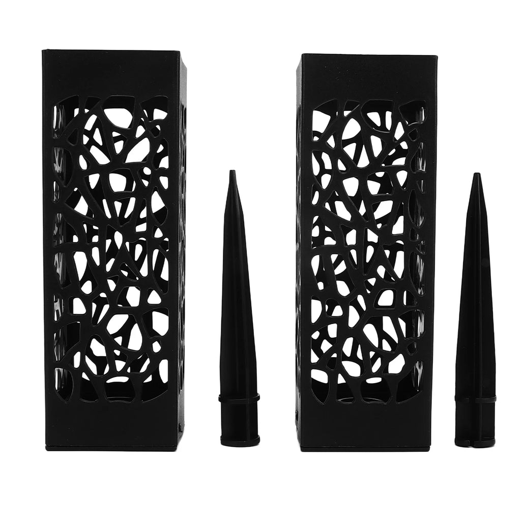 2Pcs Cemetery Grave Vase Black Column Hollow Design Ground Insert Memorial Flower Holder Easy Installation Grave Decoration Qme black