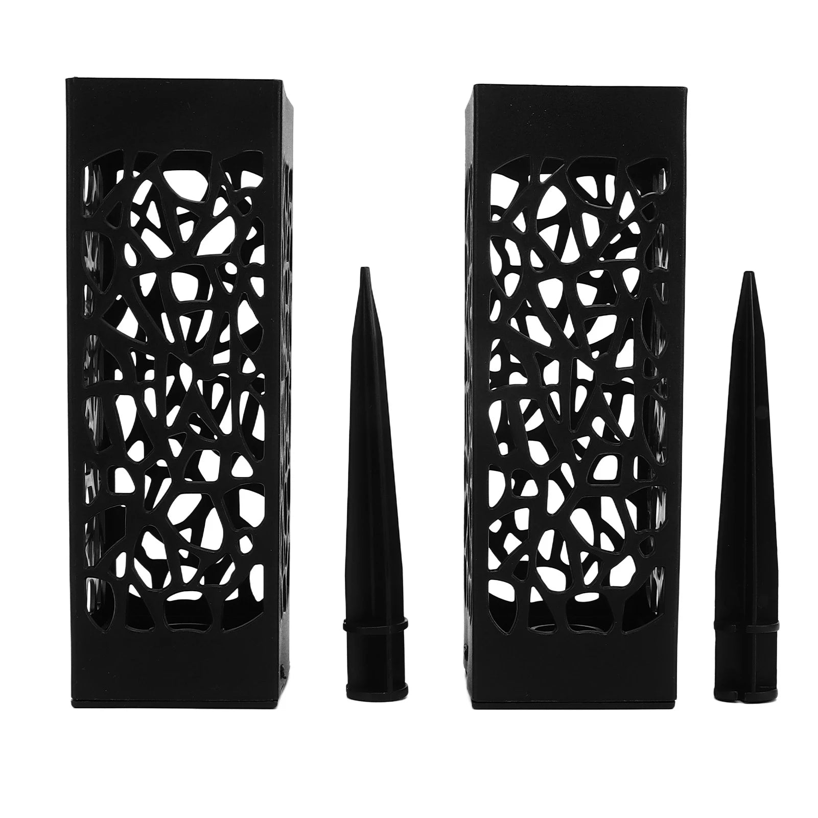 2Pcs Cemetery Grave Vase Black Column Hollow Design Ground Insert Memorial Flower Holder Easy Installation Grave Decoration Qme black