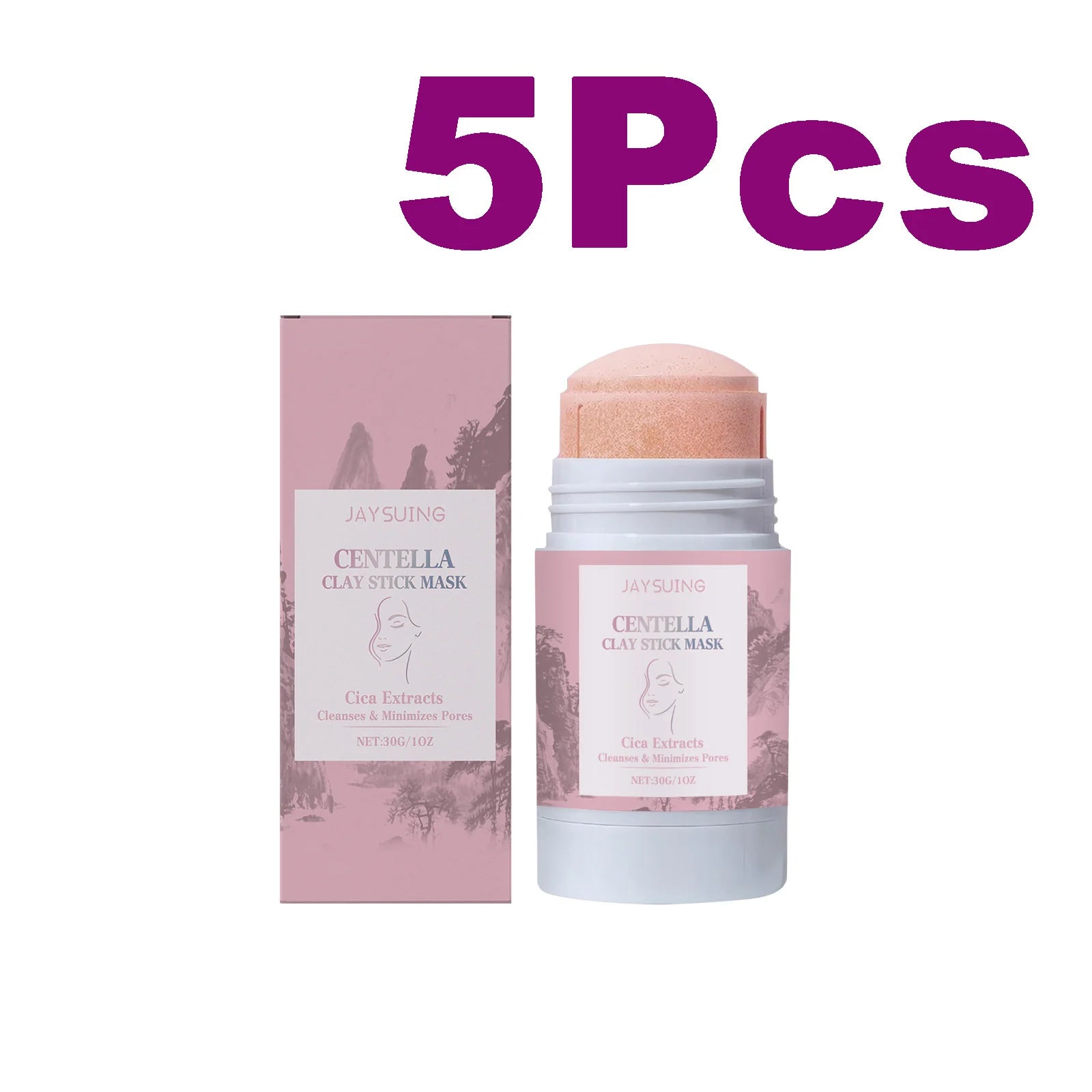 Centella Asiatica Mud Stick Mask Deep Cleansing Pore Minimizer Blackhead Removal Brightening Hydrating Soothing Facial Care Mask Qme 5 x 30g Boxed