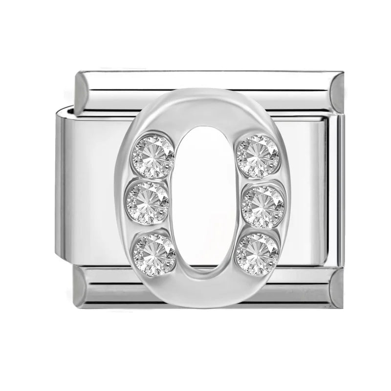 Hot Selling Shiny Zircon Numbers 0-9 Italian Charm Link 9mm Stainless Steel Modular Bracelet Jewelry Accessories DIY Wholesale Qme Style 21