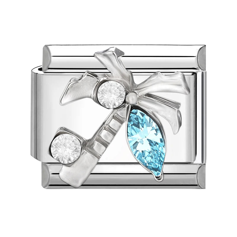 Bright Zircon Multielement Stars Shell ButterflyItalian Charm Links Fit 9mm Stainless Steel Bracelet Women Jewelry DIY Making Qme Style 16
