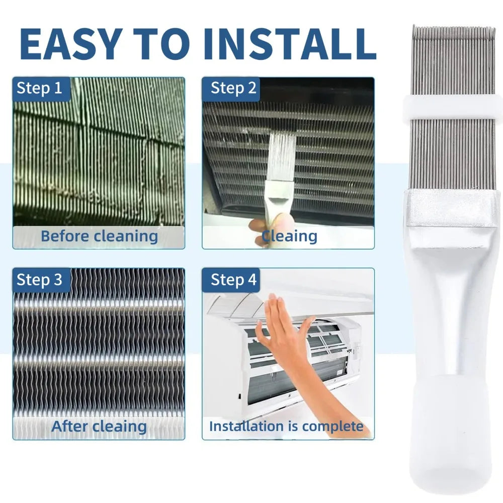 Air Conditioner Condenser Fin Cleaning Brush Universal A/C Condenser Cleaning Tools Stainless Steel Air Refrigerator Fin Brushs Qme