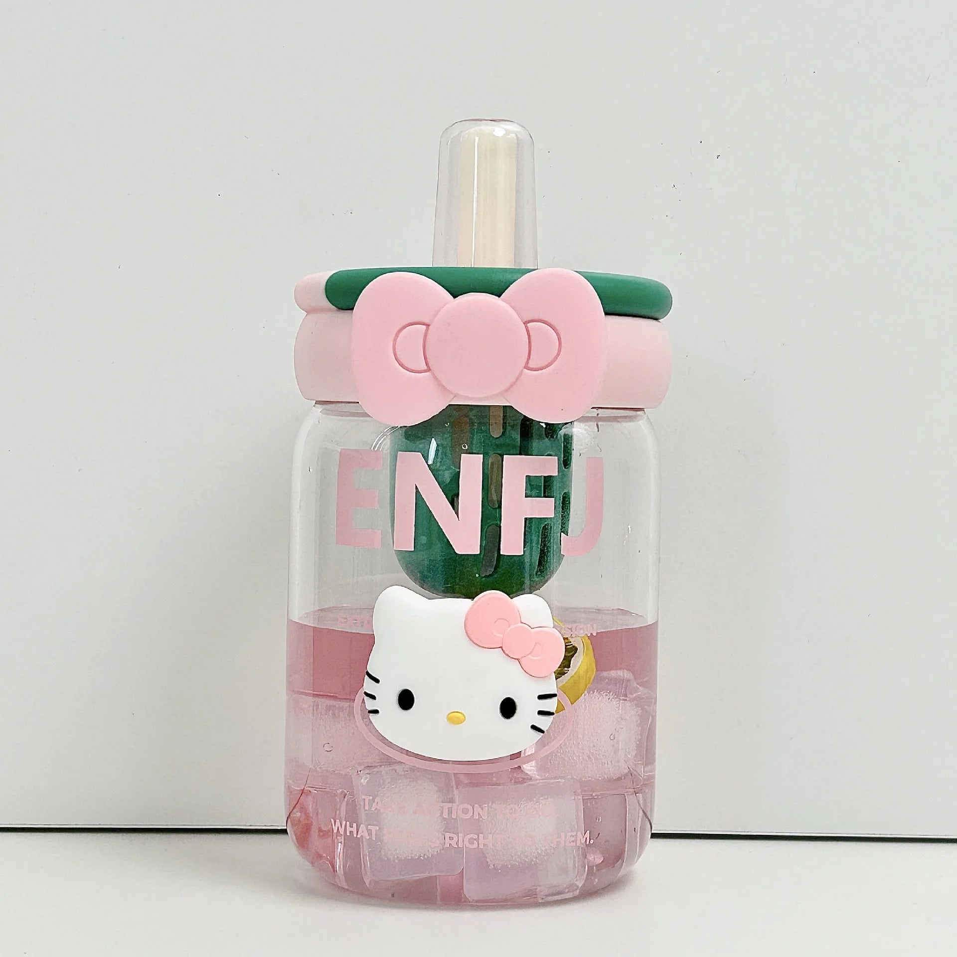 Cute, Stylish Hello Kitty Glass Cup Office Tea Cup for Women with Straw for Separating Tea and Water Heat-Resistant Coffee Cup Qme 1 650ml