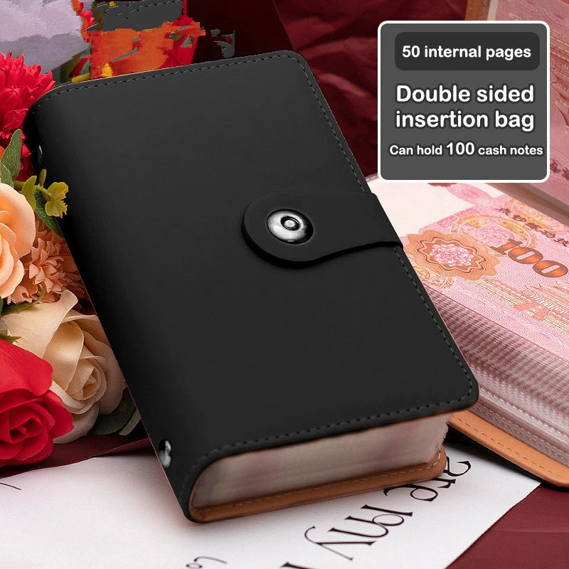 Banknote Storage Book Made Of PU Material, Can Hold 100 Banknotes, With Banknote Photos, Stamps, Bank Card Storage Book Qme E