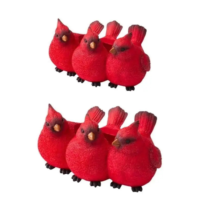 Cartoon Red Three Bird Flower Pot Succulent Plant Resin Flower Pot Home Decor Bird Flower Pot Ornament Creative Animal FlowerPot Qme