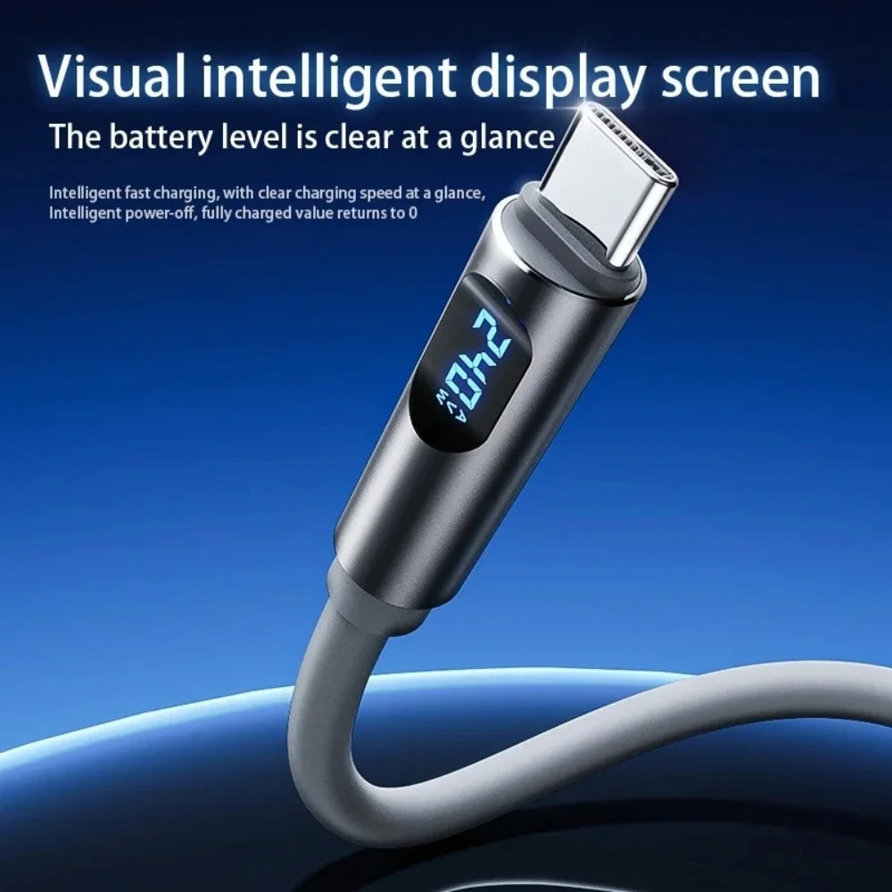 240W USB C to Type C Fast Charging Cable PD Digital Display Charger Line QC 3.0 Cord 1.2m 1.8m For iPhone 17 Xiaomi POCO Samsung Qme