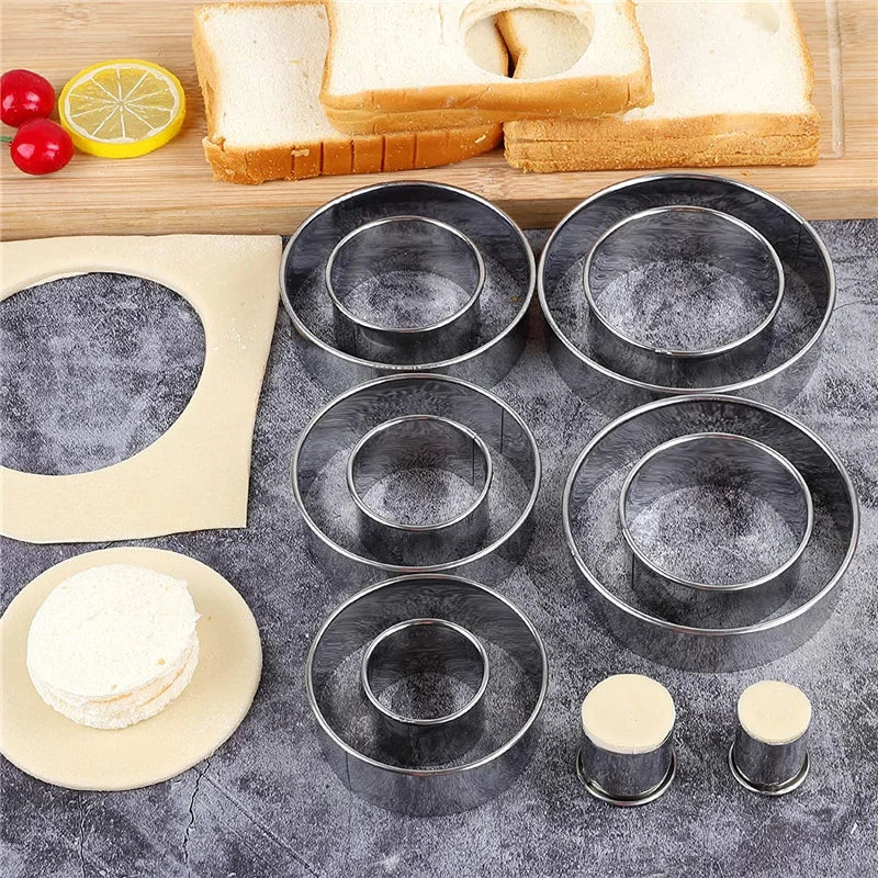 5PCS Round Stainless Steel Biscuit Mold Dumpling Skin Cutting Mold DIY Biscuit Pastry Cake Baking Tools Kitchen Baking Gadget Qme
