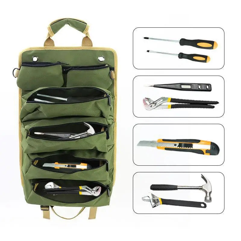 Portable Roll-up Tool Car Garage Workshop Durable Multi-purpose Qme green