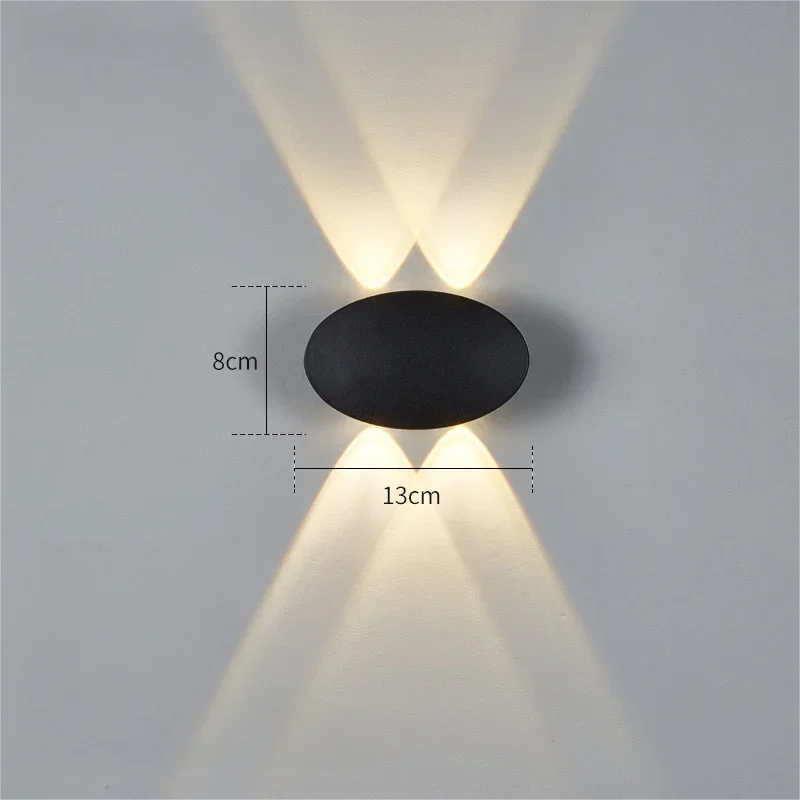 Modern Simple LED 4W Oval Outdoor Indoor IP65 Waterproof Garden Wall Lamp Warm Light Voltage 85v-265v Qme