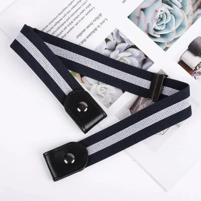 Canvas Adjustable Elastic Waist Band Invisible Belt Buckle-free Belts Qme