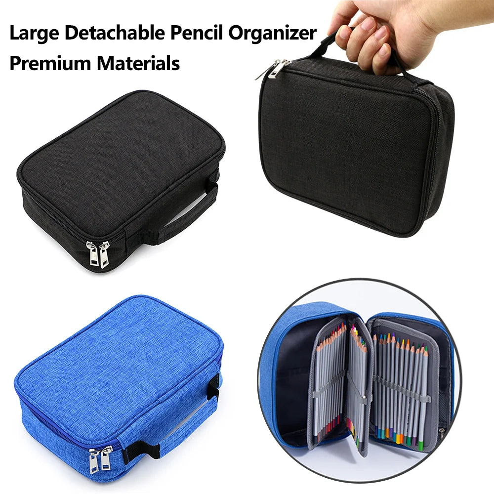 Large Capacity Pencil Case for Students Artists, Multi-Function Durable School Organizer with Pen Holders for School College Qme