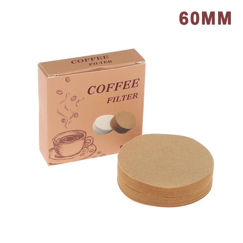 100Pcs Coffee Filter Paper Espresso Paper Filters 54/56/60/62/64/68MM Puck Screen For Machine Tools Qme Khaki 60mm