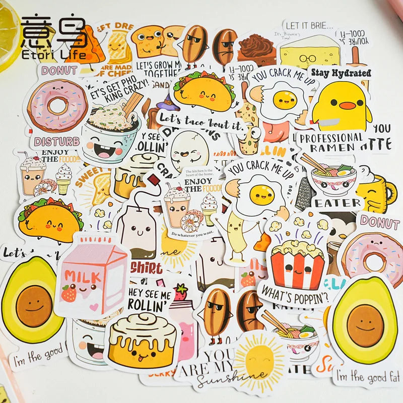 30 Sheets/Box Self-adhesive Sticker Kawill Dessert Character Creative Hand Tent Collage Material DIY Card Cup Sealing Sticker Qme