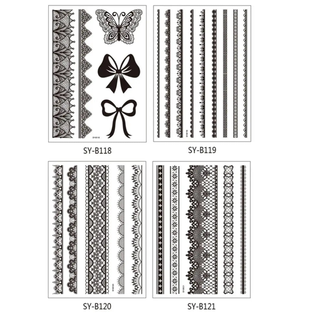 A 4/8 Water Transfer Stickers Mandala Henna Tattoo Stickers Fake Instant Henna Temporary Tattoo Indian Mehndi Flower Waterproof Qme 4pcs SY-B188B121