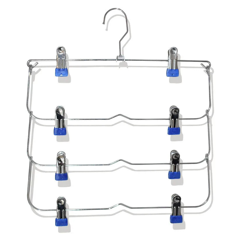 Multi-Functional Home Non-Slip Metal Pants Rack New Creative Stainless Steel Seamless Hanger Simple Storage Skirt Rack Qme Blue