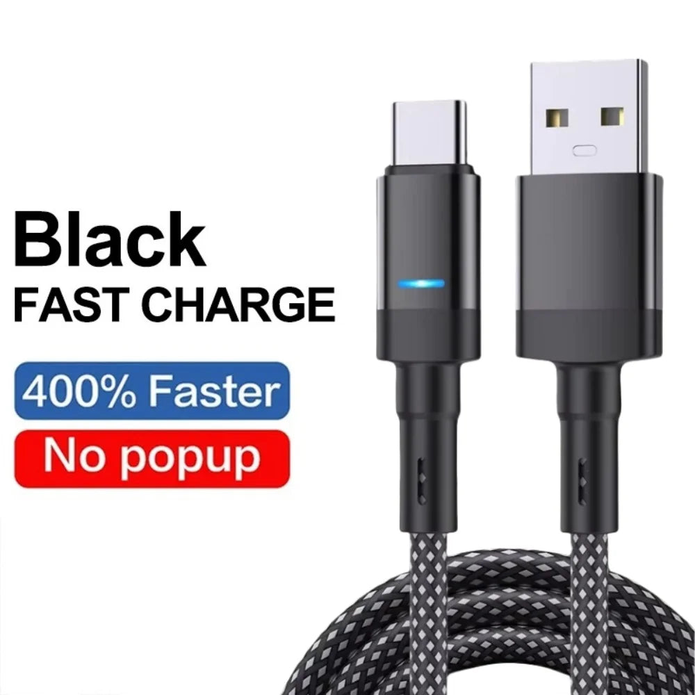 Smart Power Charge Data Wire 100W USB To Type C Fast Charging Cable For Samsung Xiaomi Huawei iPhone Travel Wall Data Cable Cord Qme Black 2m