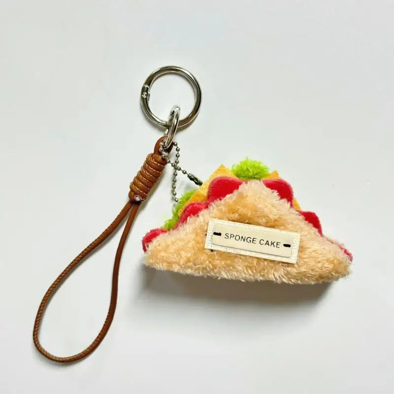Fun and Creative Food Simulation Plush Keychain; Sandwich, Hamburger, Cake; Cute Stuffed Doll Bag Pendant Gift Qme A2