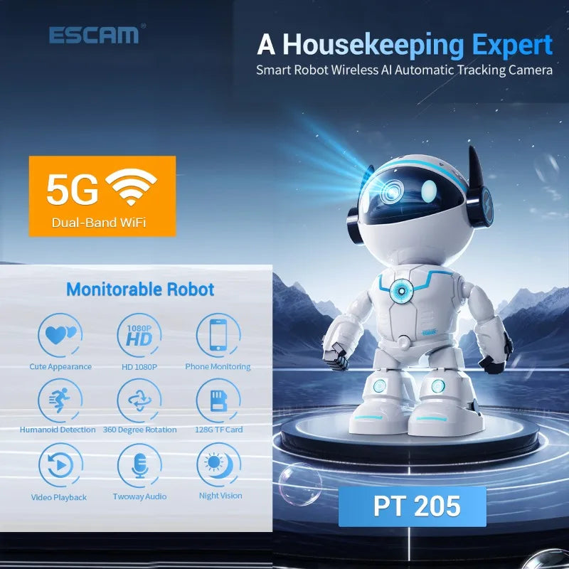 ESCAM PT205 1080P Pan/Tilt AI Humanoid Detection WiFi IP Camera with Two Way Audio Qme add 32G China Mainland 100V-240V US Plug