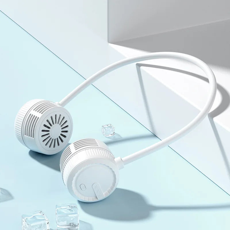 Portable Neck Fan USB Rechargeable Bladeless Mini Foldable Silent Qme WHITE USB Type-C