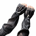 Breathable Sun Protection Sleeves Elegant Solid UV Elastic Long Lace Qme Black