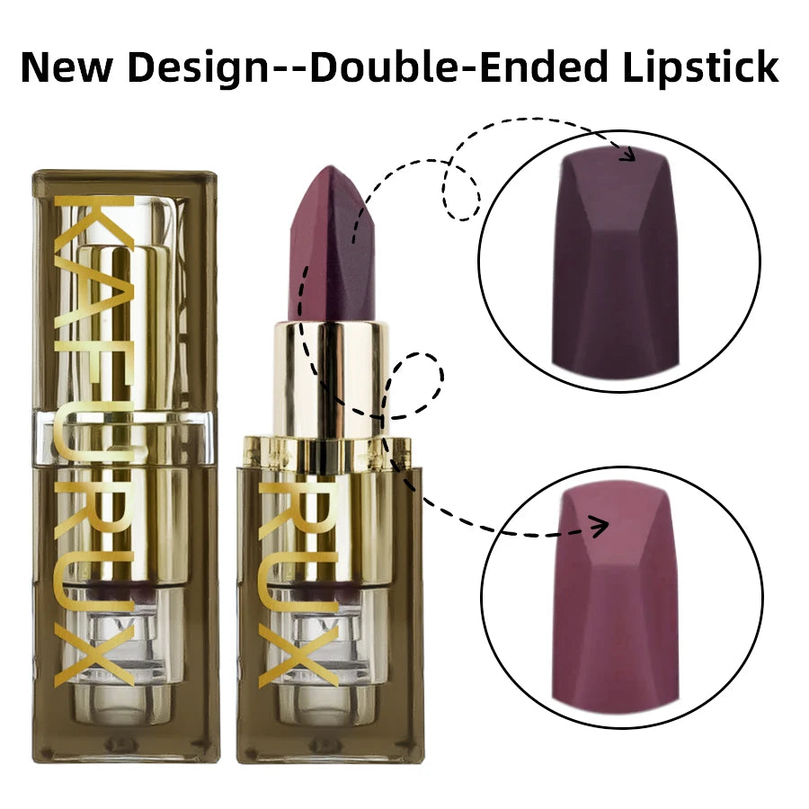 Two-tone Waterproof Velvet Nude Lipstick Sexy Purple Brown Pigments Qme