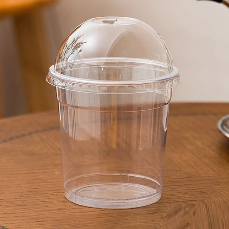 Durable Plastic Yogurt Parfait Cups Lids Pudding Clear Storage Can Qme arched cover