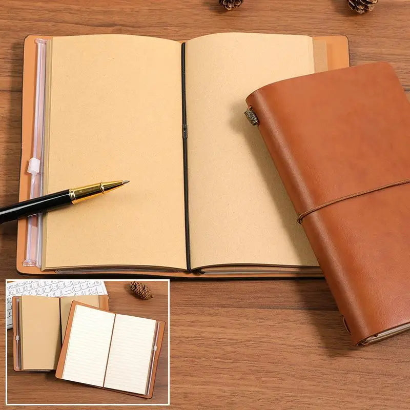 Vintage PU Leather Refillable Notebook Soft Cover Loose Leaf Pages Qme
