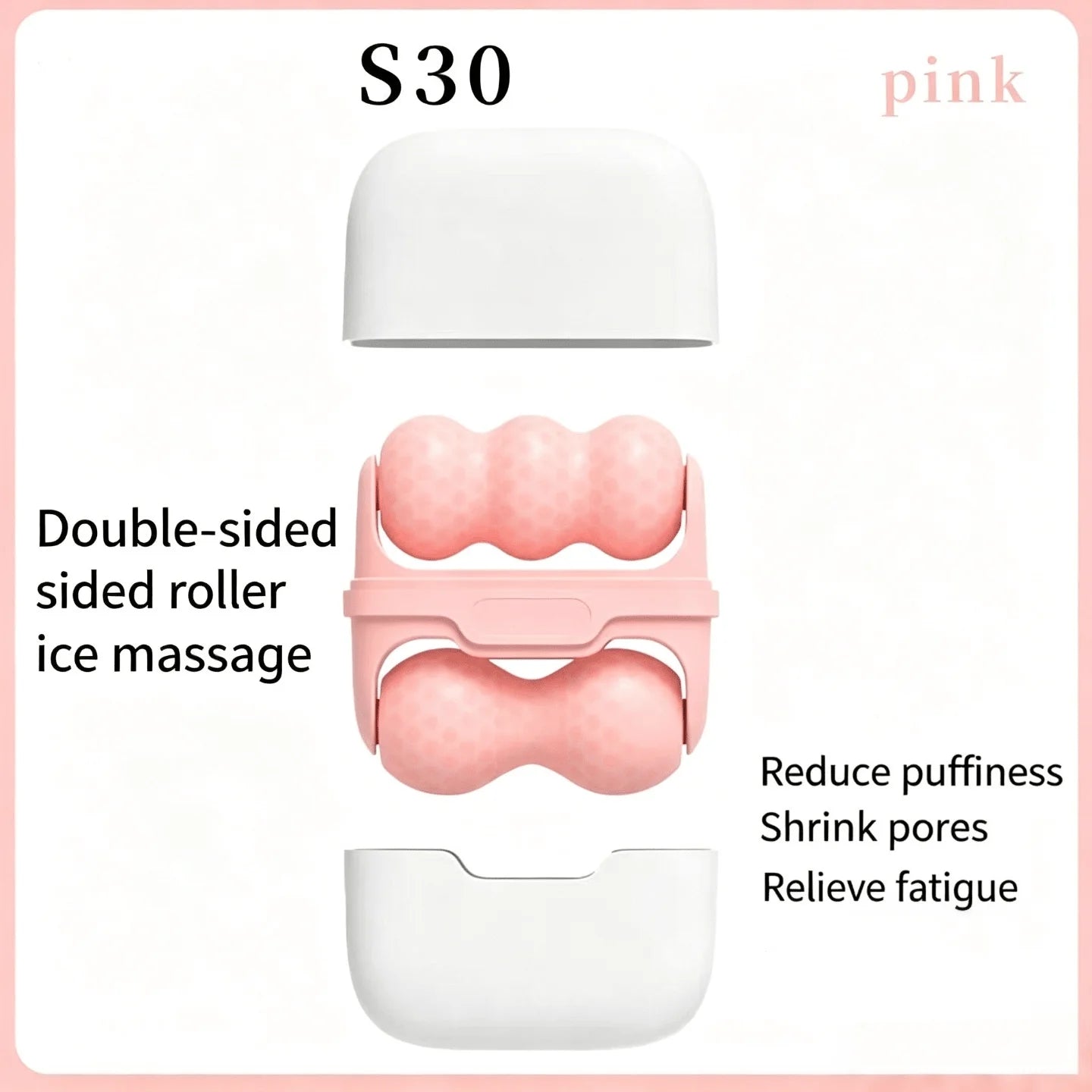 Dual-head Ice Roller Facial Skin Rejuvenation Device Home-use Frozen Qme pink