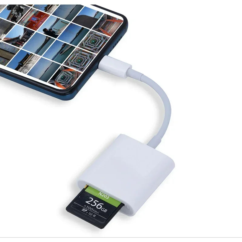 2 In 1 Type C TF SD Card Reader Adapter For iPhone 3.0 OTG Card Reader Camera Photo Transmission To Phone Splitter Qme