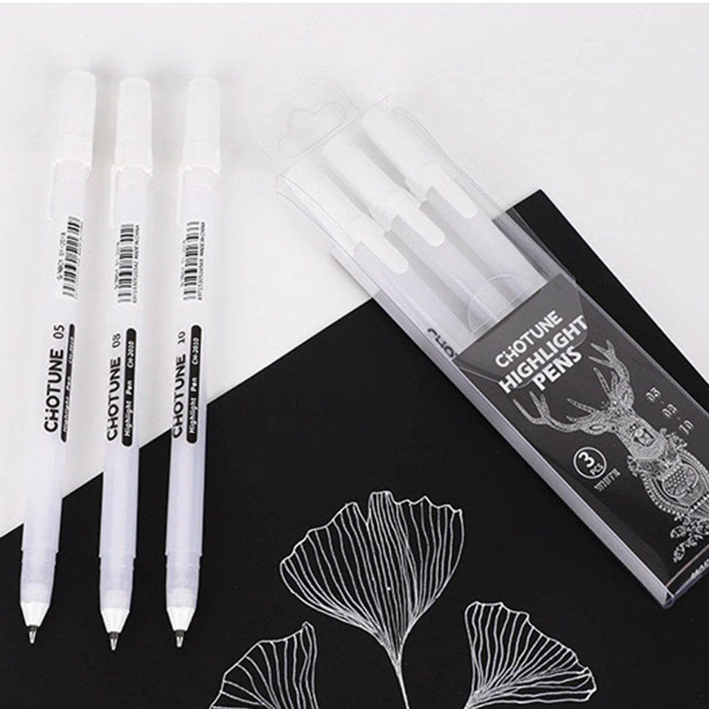 Gelly Roll Gel Pens for Journaling, Art, or Drawing - Classic White Ink - 05/08/10 Assorted Tip Sizes - 3 Pack Qme