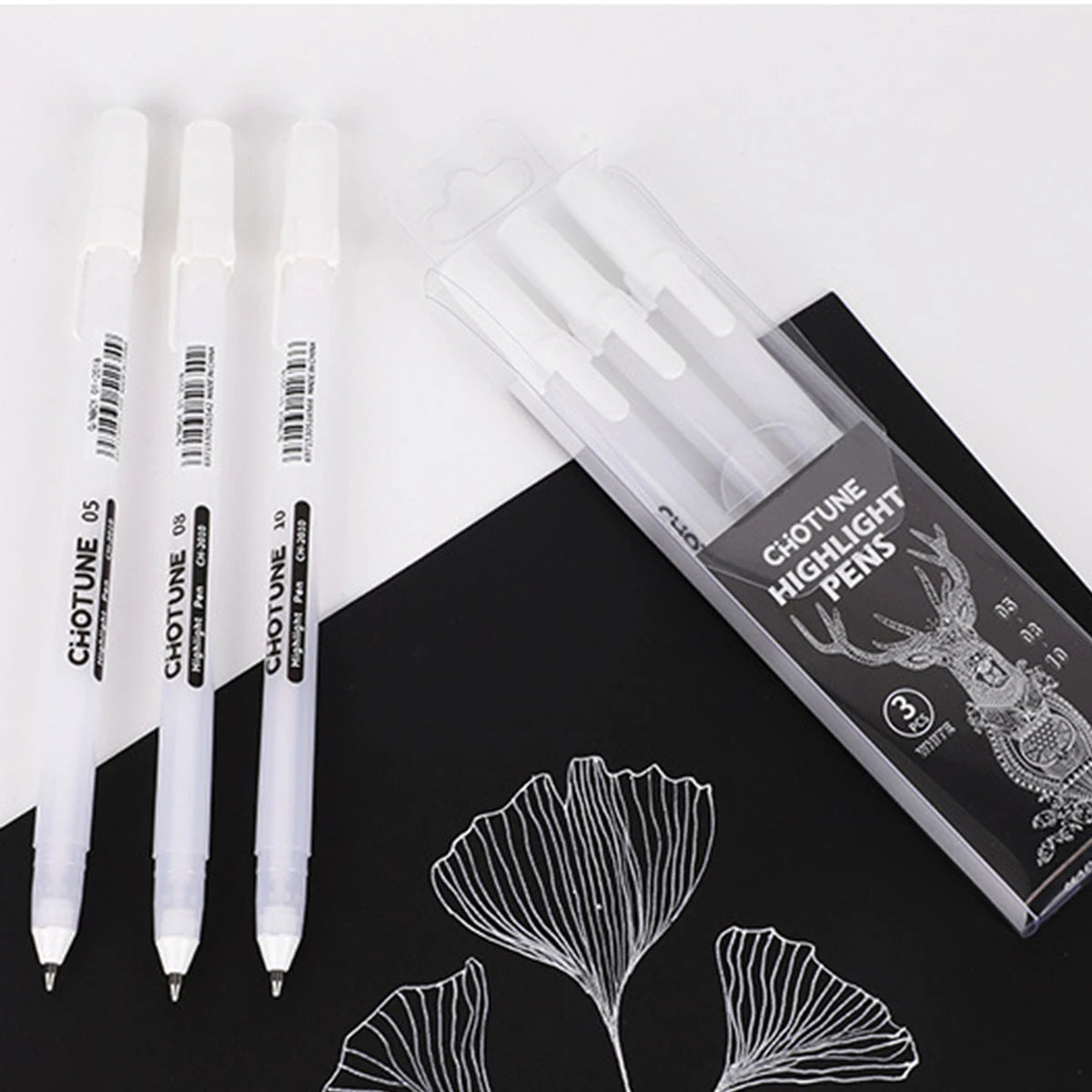 Gelly Roll Gel Pens for Journaling, Art, or Drawing - Classic White Ink - 05/08/10 Assorted Tip Sizes - 3 Pack Qme