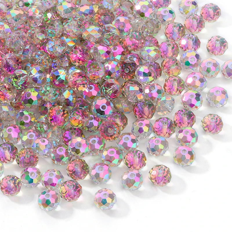 84pcs Czech Faceted Rondelle Beads 8mm AAA Crystal Glass Loose Spacer Beads for DIY Jewelry Bracelet Craft Making Supplies Qme Color 3