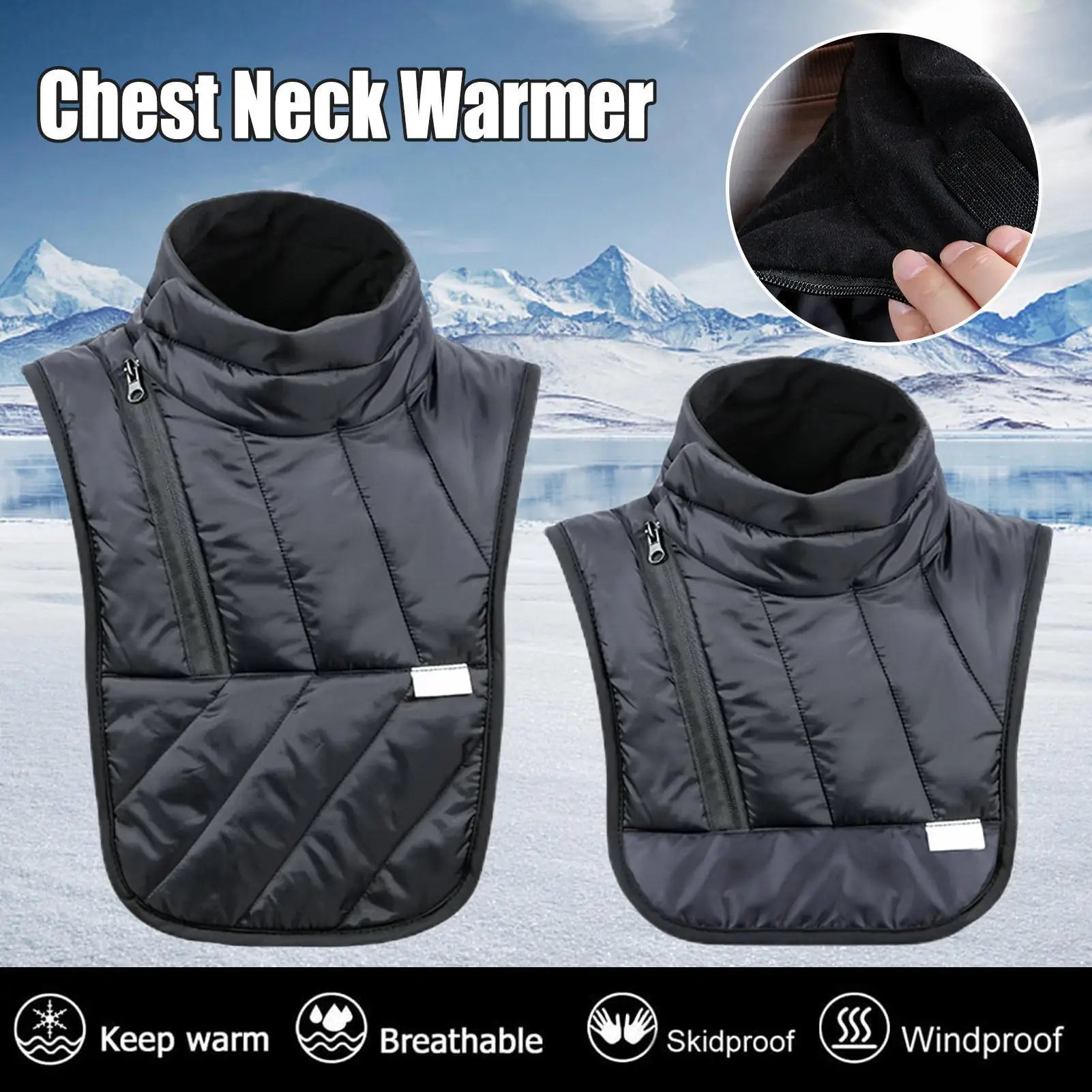 Motorcycle Neck Guard Black Windproof Neck Warmer Thermal Neck Guard Heated for Winter Outdoor Activities Warm Winter Gear Qme