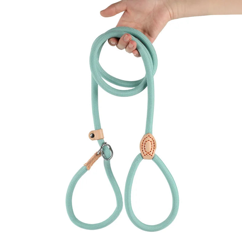 B 1.5M Dog Leash Slip Rope Lead Leash Heavy Duty Braided Rope Adjustable Loop Collar Training Leashes for Medium Large Dogs Qme cyan 6mm-150cm