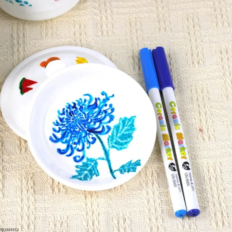 GN 12/24 Colors Ceramic Markers,Non-Toxic Ceramic Paint Pens,DIY Art Marker, for Rock Glass Porcelain Drawing Craft Supplies Qme