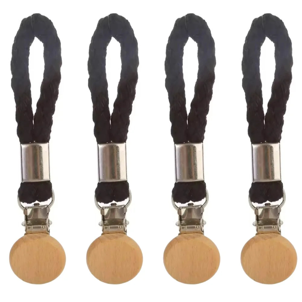1-8PCS Towel Hanging Clips woven Cotton rope Bathroom wood round head Metal Hanging Clips For Home Towel Clothes Storage Hook Qme 4pcs Black