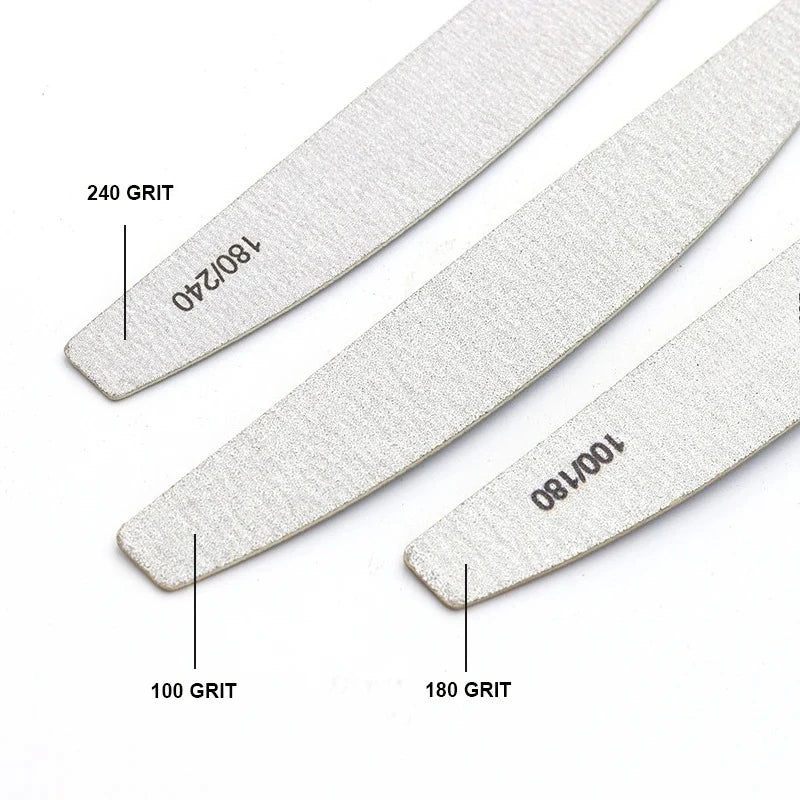 50 Professional Wooden Nail Files 180 240 Buffer 100 Grey Boat Wood Qme