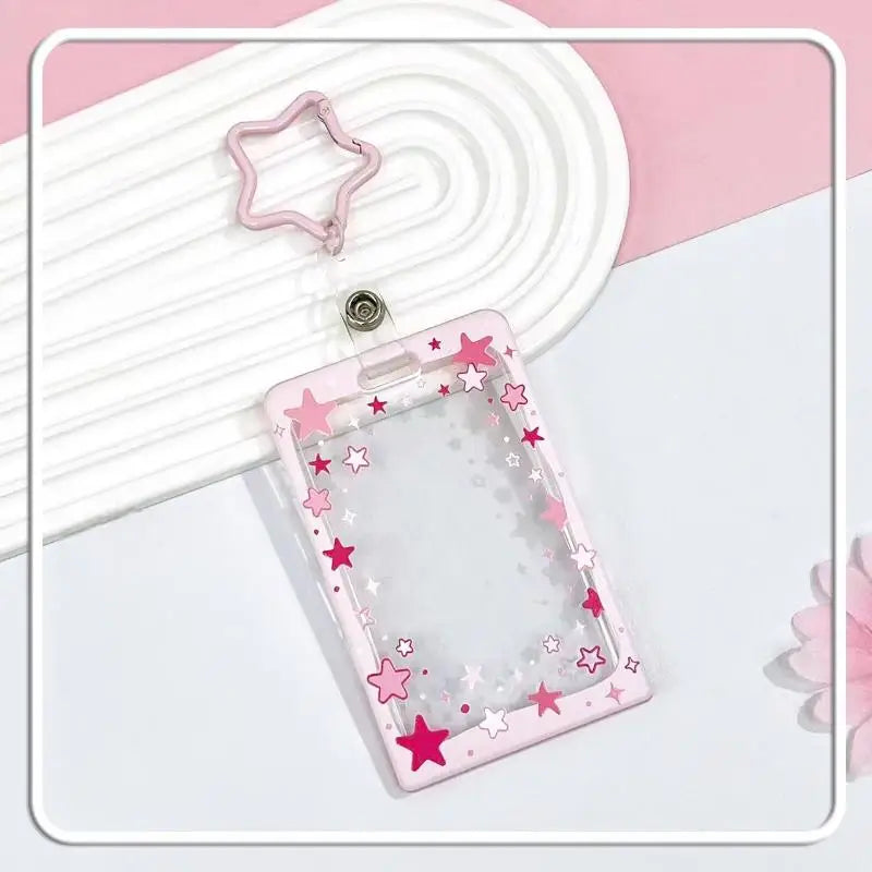 Star Sliding Cover Card Holder Transparent Portable ID Protector Kpop Qme A22