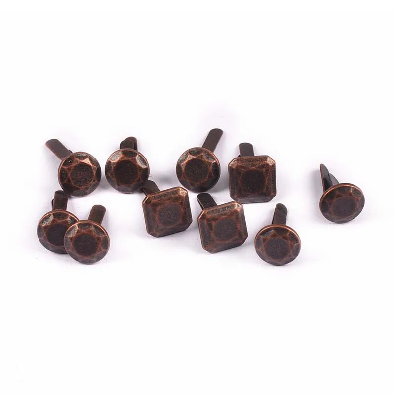 10Pcs Bronze Round Square Fastener Brads For DIY Crafts Scrapbooking Embellishments Cool Punk Brad Accessories Metal Decor c2578 Qme