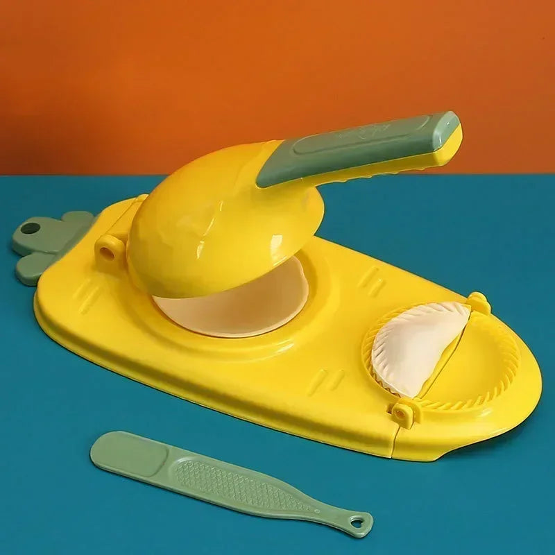 2 In 1 DIY Dumpling Wrapper Artifact Plastic Manual Wrapper Making Mold Dough Pressing Tool Baking Pastry Dumpling Maker Gadget Qme Yellow