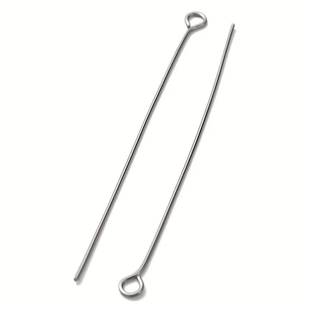 About 300pcs 1.97inch Stainless Steel Eye Pins 9 Needles Eye Head Pins Suitable For Making Jewelry Earrings Tools Qme