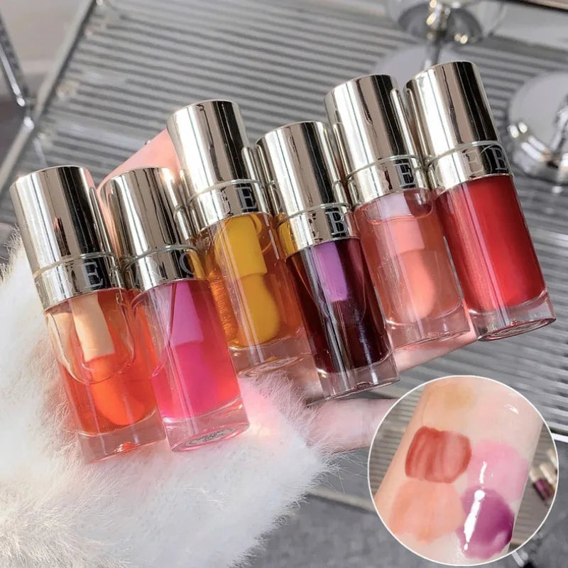 Strawberry Jelly Lip Oil Glossy Tint Glaze Lipstick Moisturize Liquid Fruit Jam Lip Beauty Treatment Transparent Hydrating Balm Qme