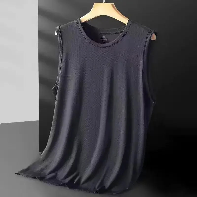 Men's Trendy Thin Breathable Quick Drying Sports Casual Wide Shoulder Sleeveless T-shirt Tank Top Casual Fashion Outerwear Qme SH 5XL