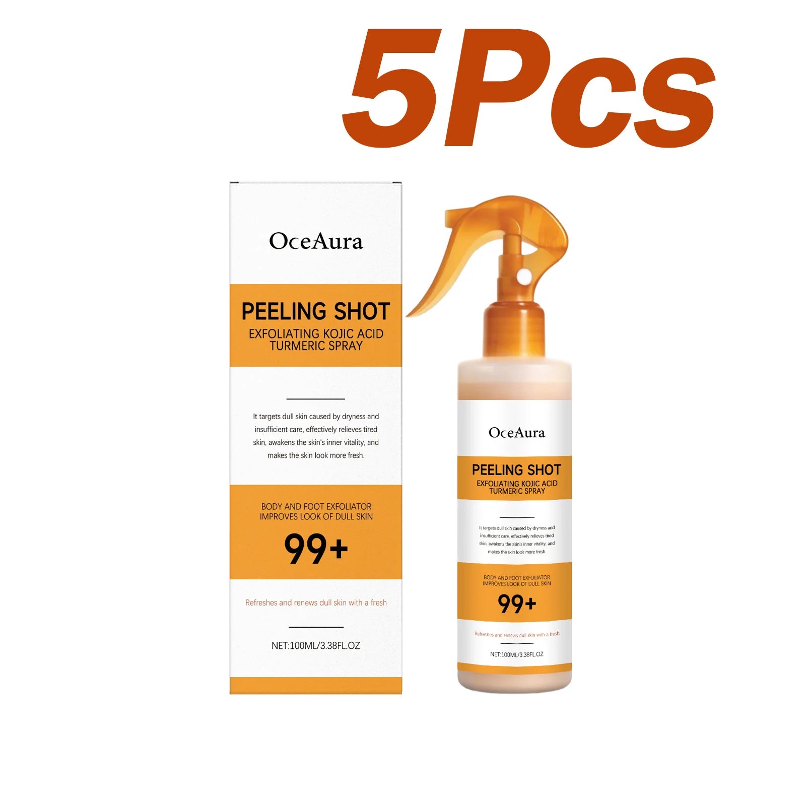 Body Keratin Care Kojic Acid Turmeric Spray Gently Exfoliating Peeling Solution Brightening Hydrating Skin Care All Skin Types Qme 5 x 100ml Boxed