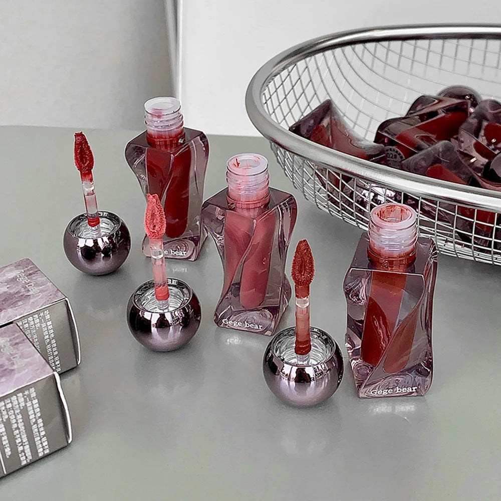 Gege Bear Lip Glaze Matte Velvet Clay Irregular Bottle Design Qme