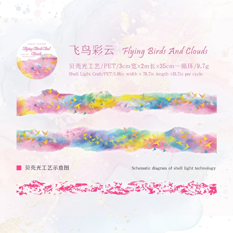 1 Roll Holographic Rainbow Butterfly Floral PET Tape Scrapbooking Journal DIY Supplies for Collage Art Decoration Qme 4